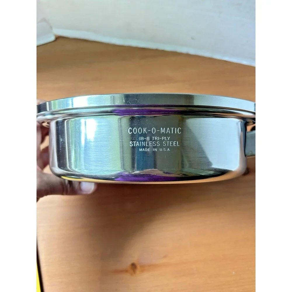 Vintage COOK-O-MATIC 8” Sauce Pan With Lid 18-8 TRI PLY Stainless Steel USA Made